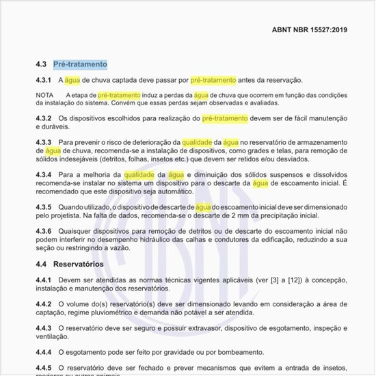 Qual seria o pré-tratamento para a água de chuva?
