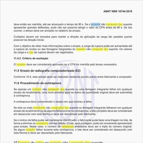 Quais os ensaios de rotina no isolador não composto tipo suporte?