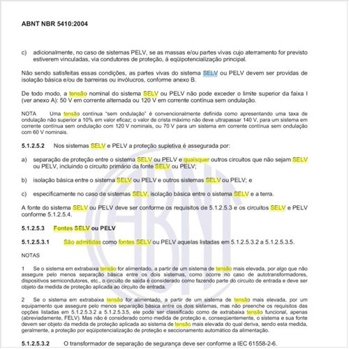 Quais as fontes que são admitidas como fontes SELV ou PELV?