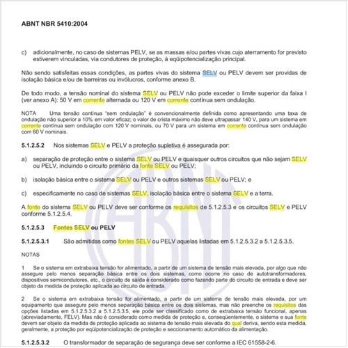 Qual o requisito para que uma fonte de corrente possa ser considerada uma fonte SELV ou PELV?