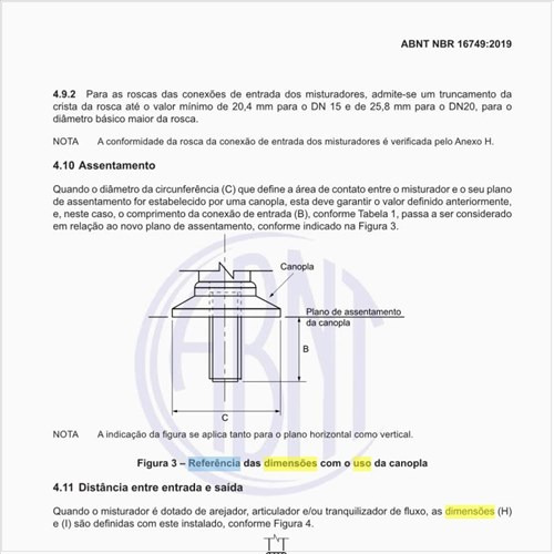 Qual a referência das dimensões com o uso da canopla?