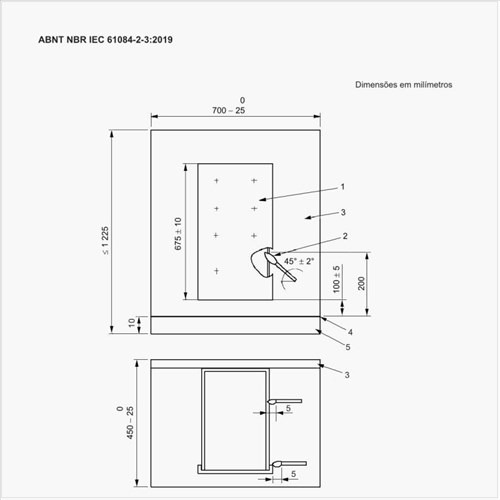 Qual a disposição para o ensaio de chama?