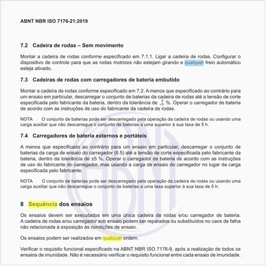 Qual a sequência dos ensaios?