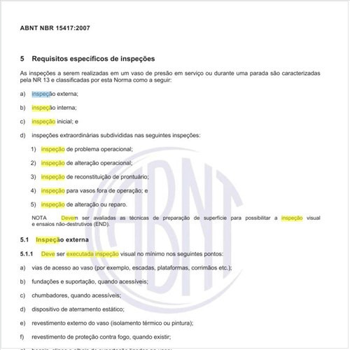 Como deve ser executada a inspeção externa?