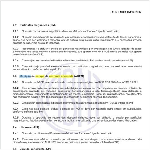 Como proceder na medição de campo de corrente alternada (ACFM)?