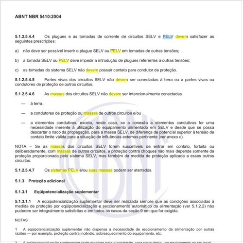 E para os sistemas PELV como devem ser tratados os aterramentos de suas massas e dos circuitos?
