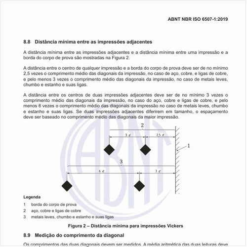 Qual é a distância mínima entre as impressões adjacentes?