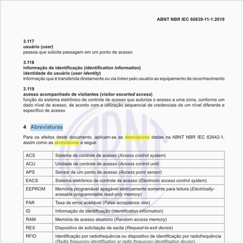 Quais são as abreviaturas aplicadas nessa norma?