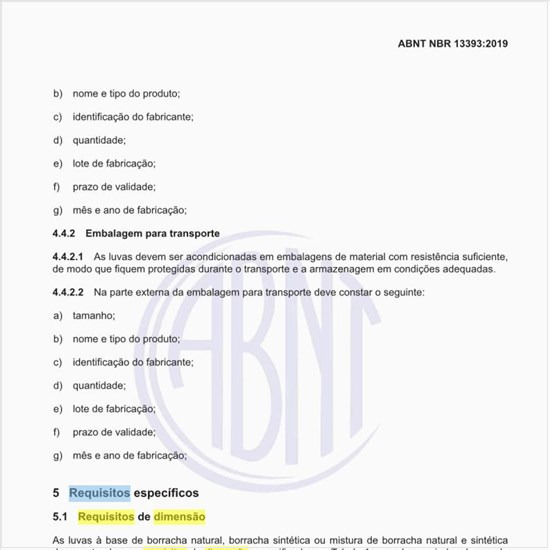 Quais são os requisitos de desempenho das luvas?
