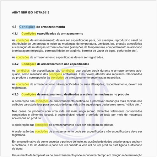 Quais as condições especificadas de armazenamento?