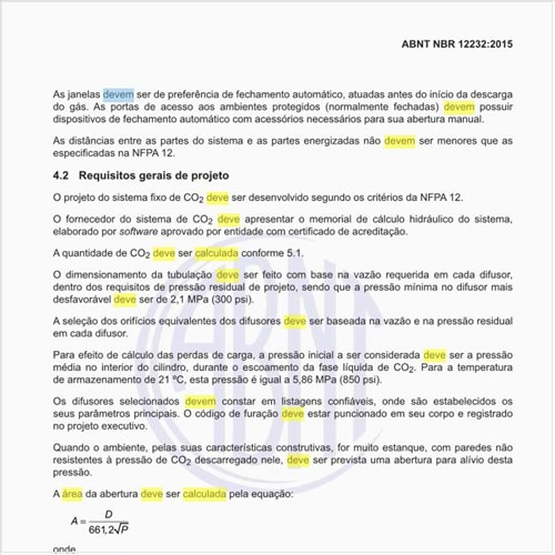 Como deve ser calculada a área da abertura?