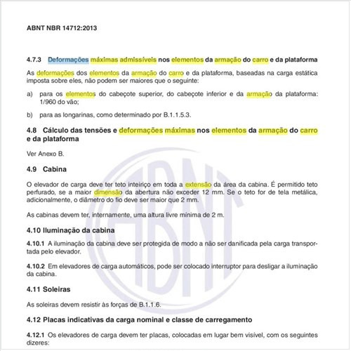 Quais são as deformações máximas admissíveis nos elementos da armação do carro e da plataforma?