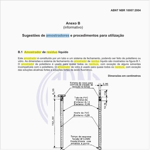 Como deve ser um amostrador de resíduo líquido?