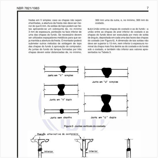 Como devem ser executadas as juntas horizontais do costado?
