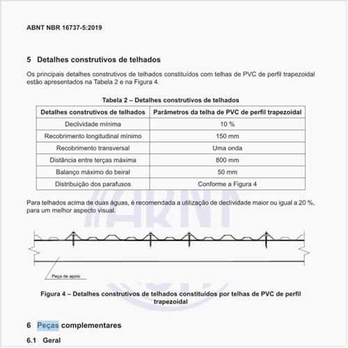 Quais devem ser as peças de fixação e vedação desse tipo de telha?