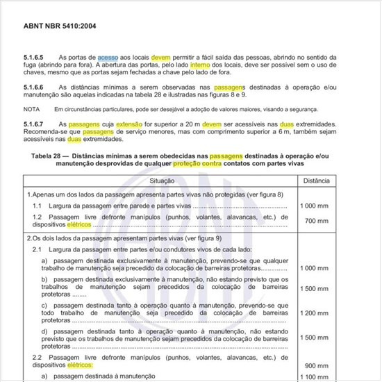Para se admitir a omissão da proteção contra choques elétricos com que extensão as passagens devem ter acesso nas duas extremidades?