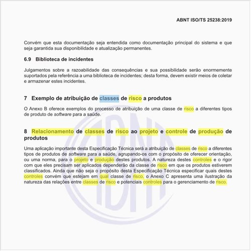 Qual é o relacionamento de classes de risco ao projeto e controle de produção de produtos?