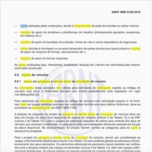 Quais são as ações em garagens e demais áreas de circulação de veículos?