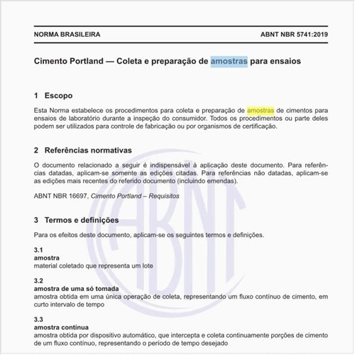 Quais são os tipos de amostras de cimento?