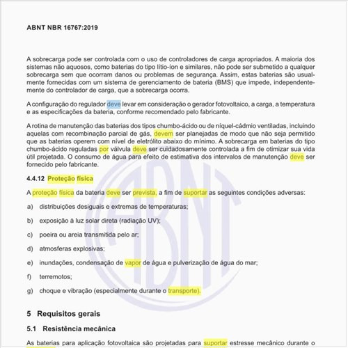 Por que deve ser prevista uma proteção física da bateria?