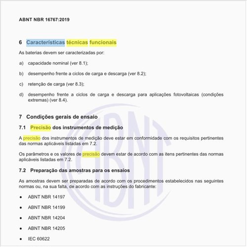 Quais são as características técnicas funcionais da bateria?