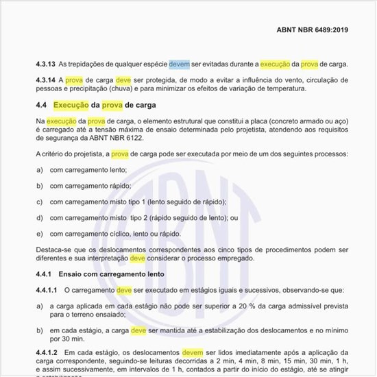Como deve ser feita a execução da prova de carga?