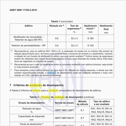 Quais devem ser os ensaios de avaliação de desempenho?