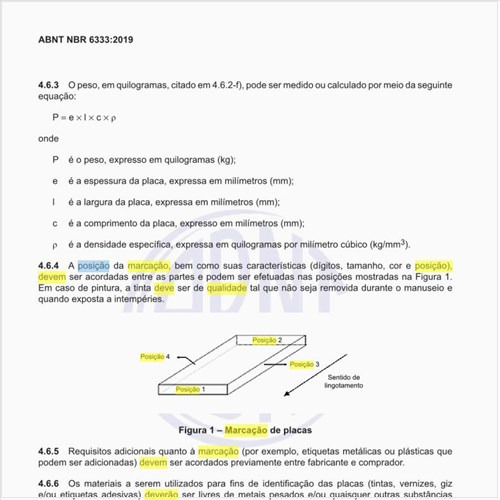 Qual deve ser a posição da marcação das chapas de aço?