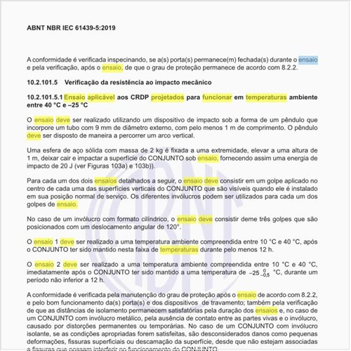 Qual deve ser o ensaio aplicável aos conjuntos para redes de distribuição pública (CRDP) projetados para funcionar em temperaturas ambiente?