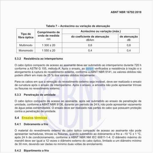 Quais os ensaios térmicos a serem executados?