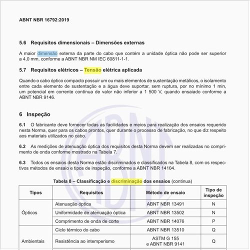 Quais são a classificação e a discriminação dos ensaios?