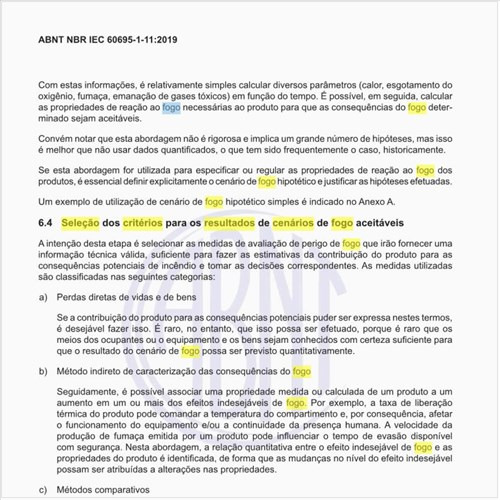 Como executar a seleção dos critérios para os resultados de cenários de fogo aceitáveis?