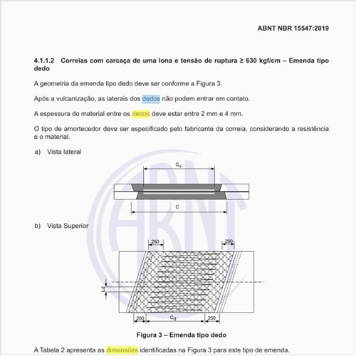 Quais as dimensões para emendas em dedos (tipo finger)? 