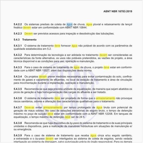 Como deve ser feito o armazenamento de água não potável?