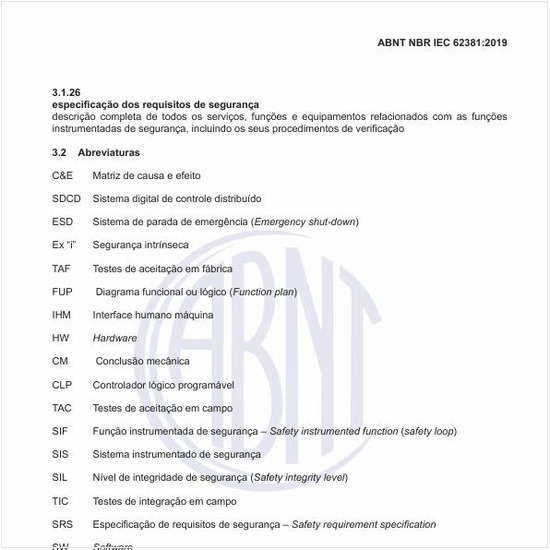 Quais as abreviaturas usadas nessa norma?