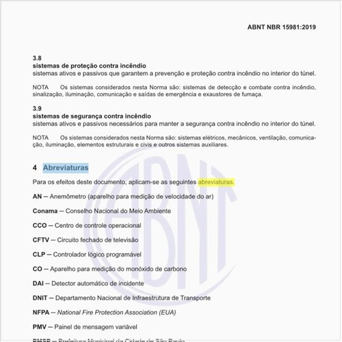 Quais as abreviaturas usadas nessa norma?