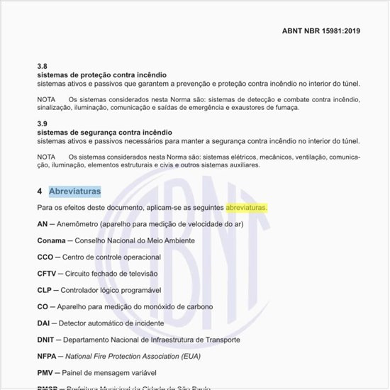 Quais as abreviaturas usadas nessa norma?