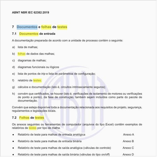 Quais são os documentos e folhas de testes a ser preparados?
