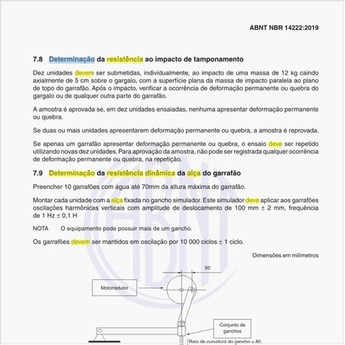 Como deve ser feita a determinação da resistência dinâmica da alça do garrafão?