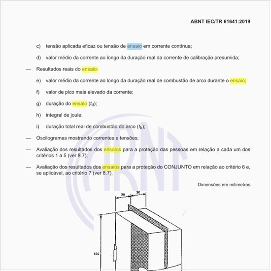 Como deve ser feito o suporte de montagem para os indicadores do ensaio de falha por arco?