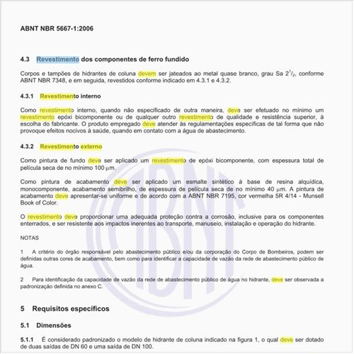 Como deve ser o revestimento externo dos hidrantes?