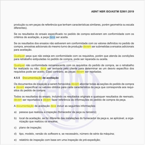 Qual deve ser a documentação de aceitação?