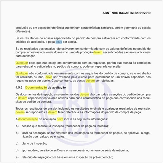 Qual deve ser a documentação de aceitação?