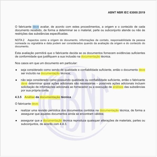 Como deve ser feita a análise da documentação técnica?