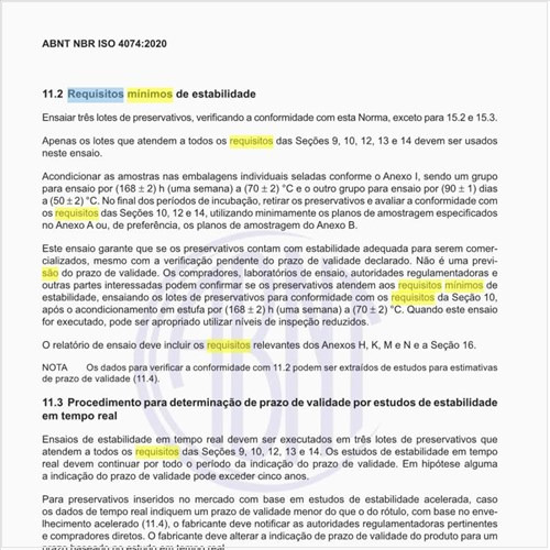 Quais são os requisitos mínimos de estabilidade?