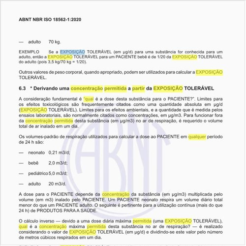 Qual seria uma concentração permitida a partir da EXPOSIÇÃO TOLERÁVEL?