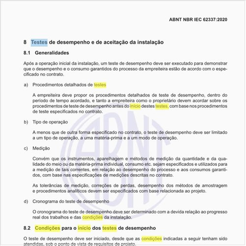 Quais as condições para o início dos testes de desempenho?