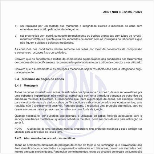 Quais devem ser os sistemas de fiação de cabos em áreas classificadas?