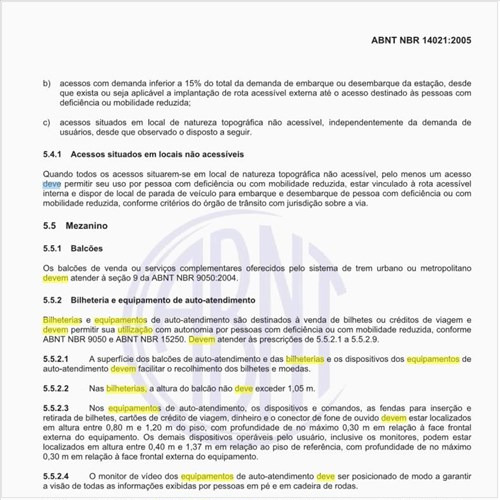 Como deve ser a área para utilização das bilheterias e dos equipamentos de autoatendimento?
