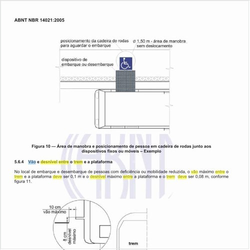 Como deve ser o vão e o desnível entre o trem e a plataforma?